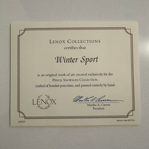 Lenox Collection "Winter Sport" Pencil Snowman 2004 - Picture 5 of 9